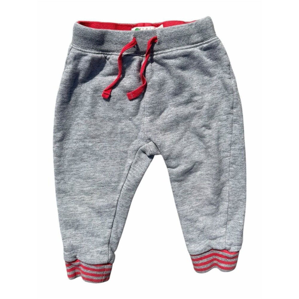 Baby Boden Gray Star Jogger Pants 12-18M Red Trim Drawstring Sweatpants Cotton